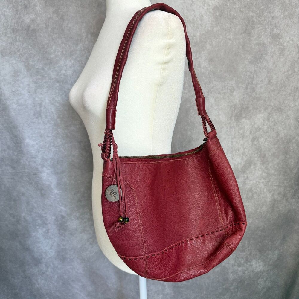 Vtg y2k The Sak hobo shoulder bag womens burgundy leather slouchy boho western